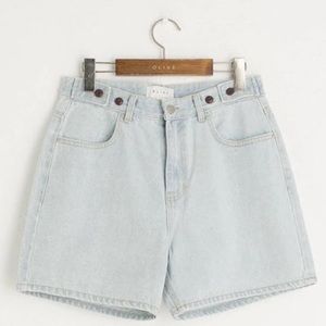 Olive Clothing Boxy Denim Shorts, Light Blue